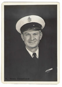 Verlaine Crawford's father, A.Vern Crawford, was Chief of Electricians on the Ommaney Bay aircraft carrier during World War II.